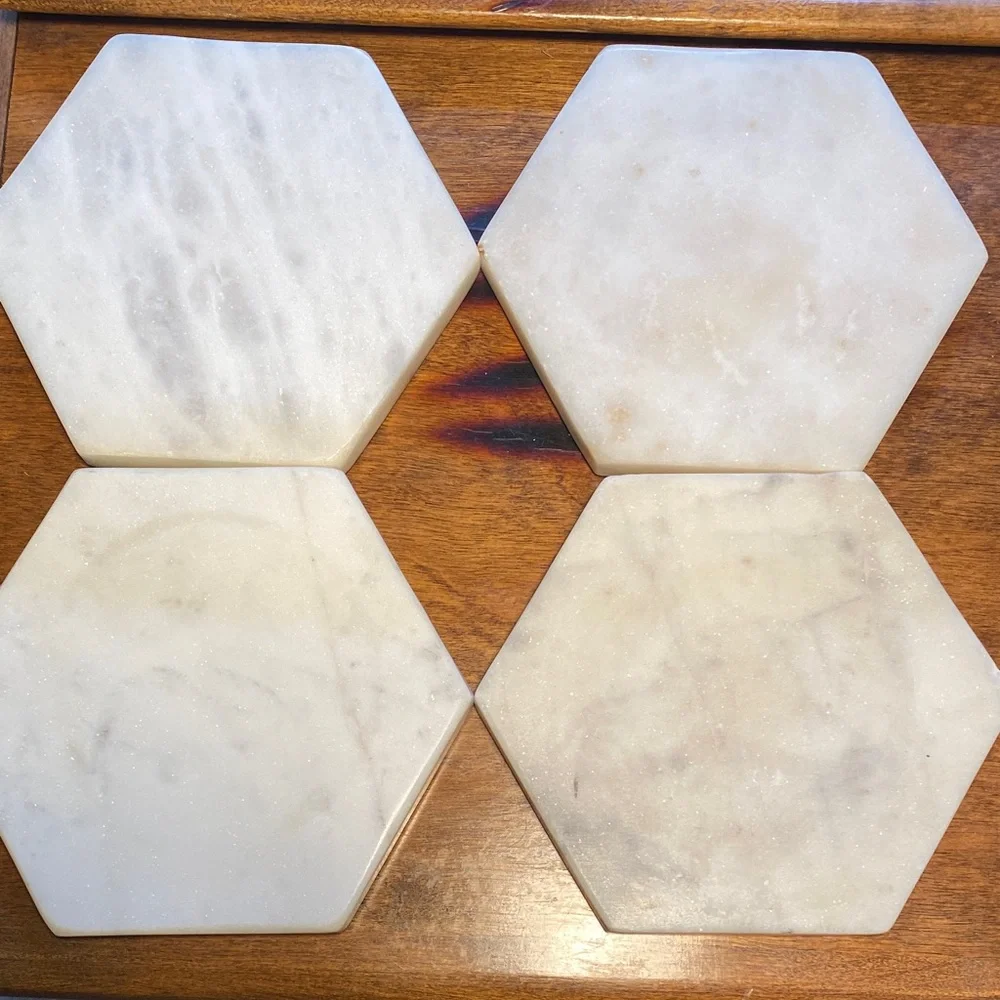 Hexagonal Marble Coasters Set